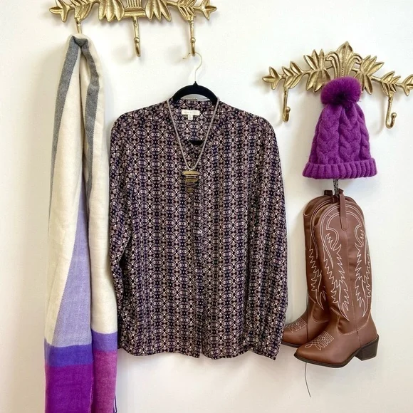 Shabby chic print blouse L - Picture 2 of 3